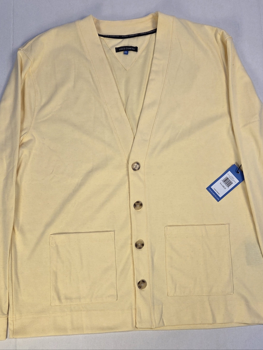 Vince Camuto Pale Yellow Men’s V-Neck Button Cardigan